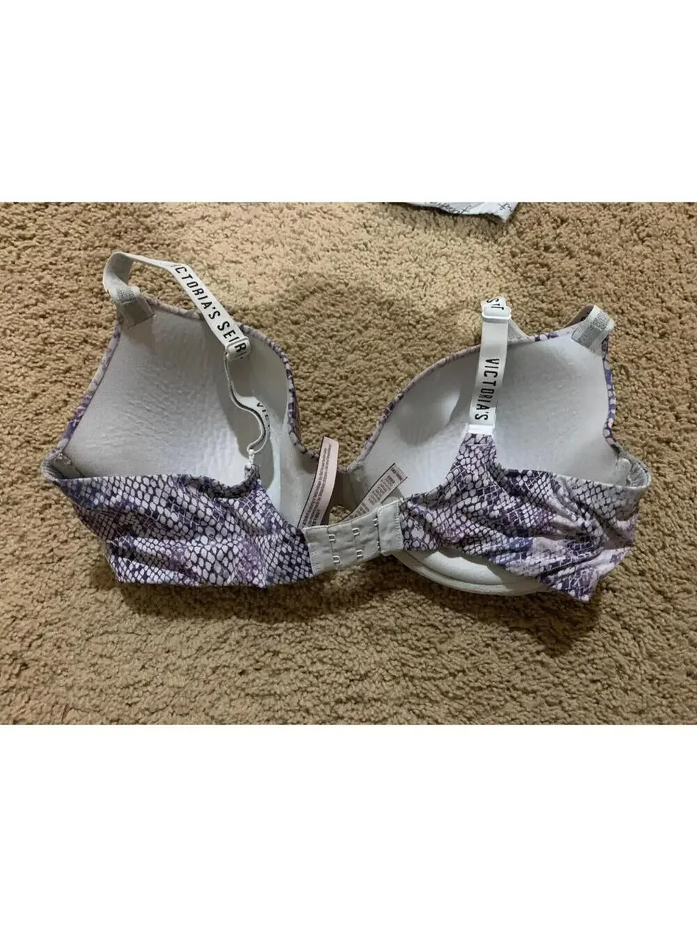 a lot of 2 Bra Victoria's Secret T-shirt lightly lined demi 36DD gray and purple